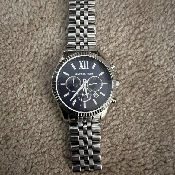 Michael Kors Silver Watch with Blue Dial - Picture 3 of 4
